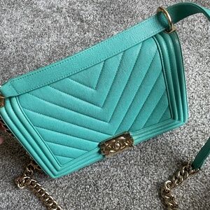 Teal Medium Chanel Boy Bag
